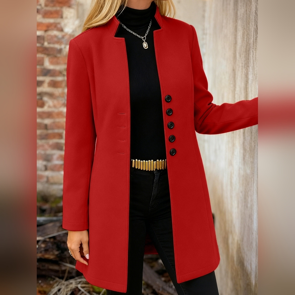 Elegant Red Women's Outerwear Coat